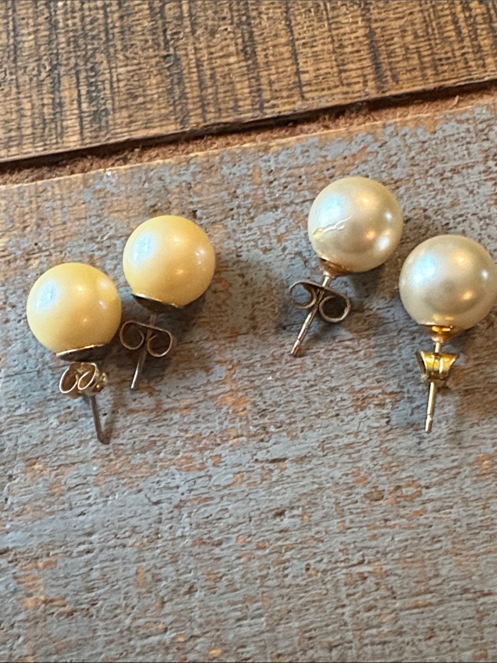 Classic Pearl Stud Earrings - Cream and White See description